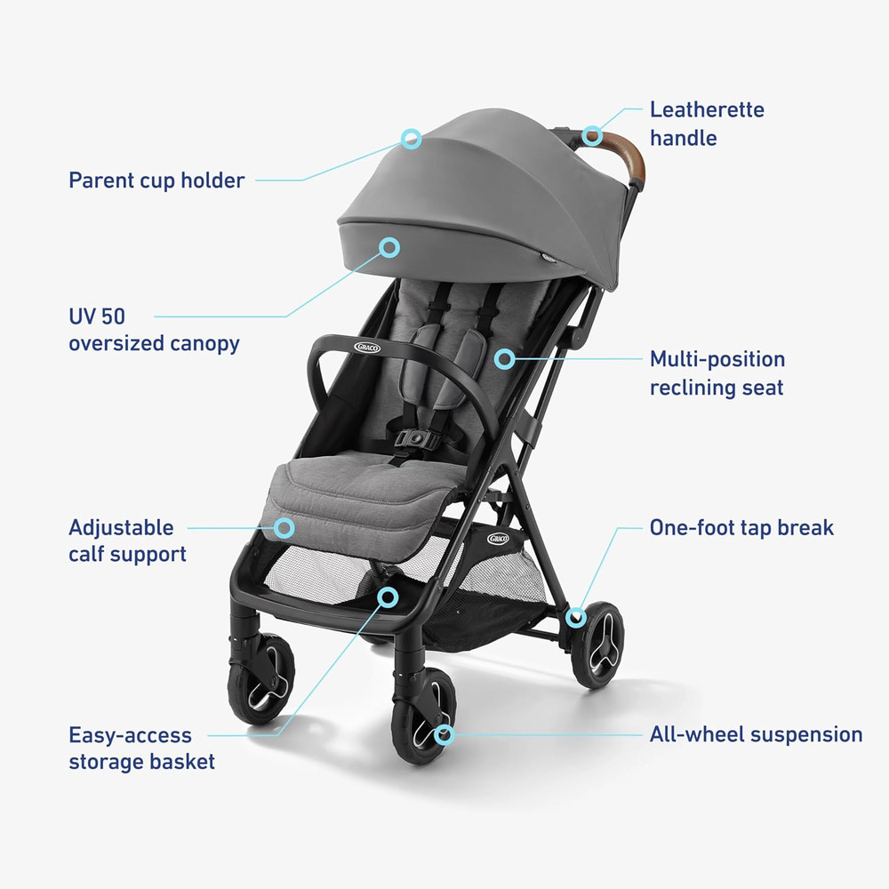 Graco Ready2Jet Compact Stroller – Overhead Friendly Compact Travel Stroller wit