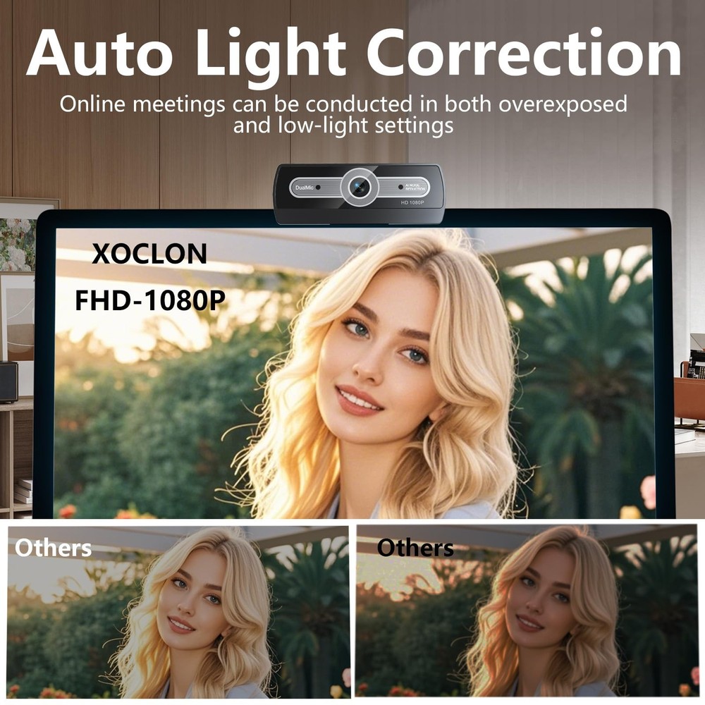 1080p Webcam with Microphone, USB for PC Laptop Desktop Computer, Streaming C...