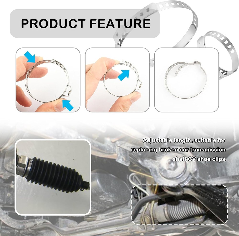 10PCS CV Boot Clamp Kit Include 5PCS Small and Large Hose Sliver