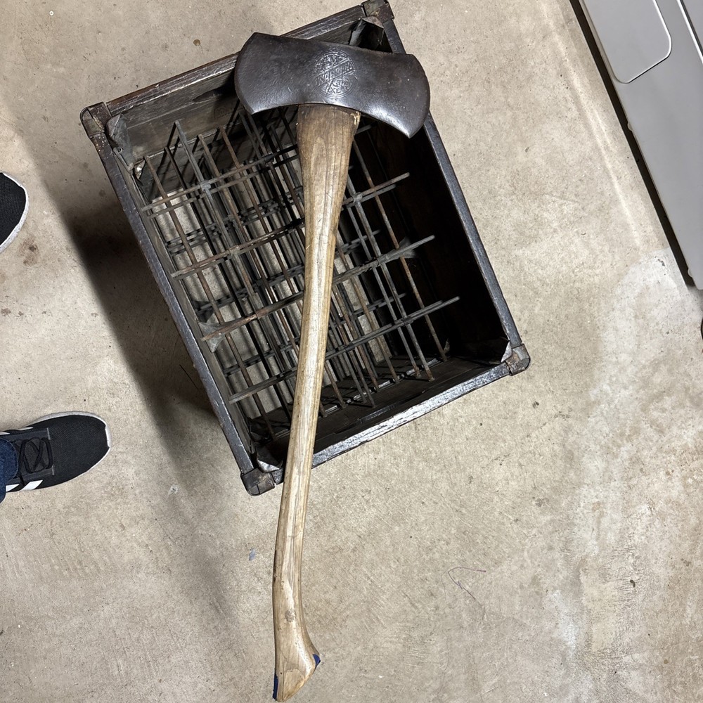 JM Warren Axe Head, Double bit, Embossed axe, Axe Head Only