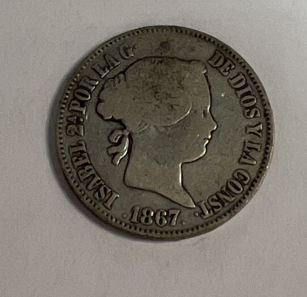 1867 Spain Escudo Silver Coin
