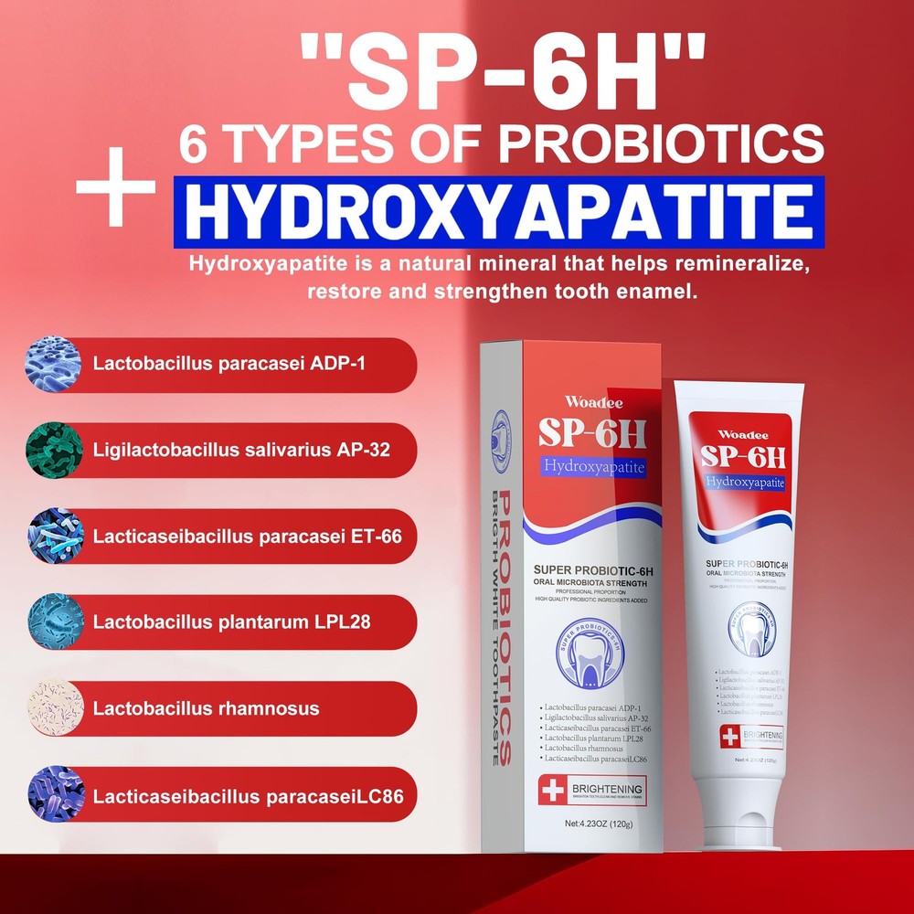 2 PackSP-6 Hydroxyapatite Toothpaste, SP-6 Probiotic Whitening Toothpaste,6 Prob