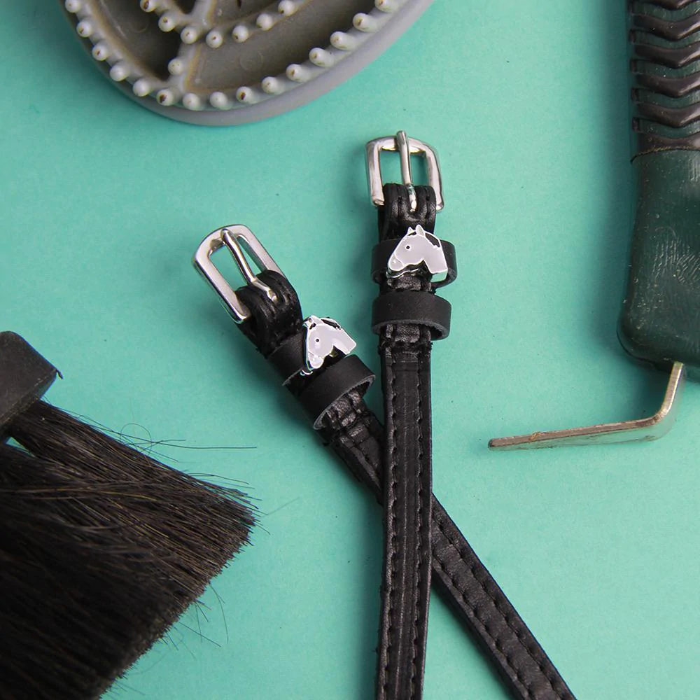 Grey Horse Head Designer Spur Straps