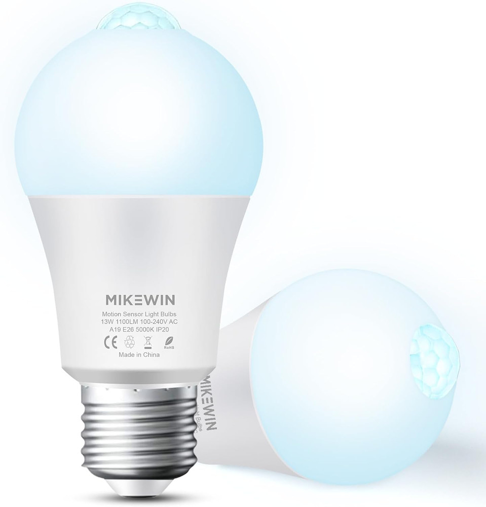 Motion Sensor Light Bulbs Outdoor 2 Packs 13W(100W Equivalent) Security LED Bulb