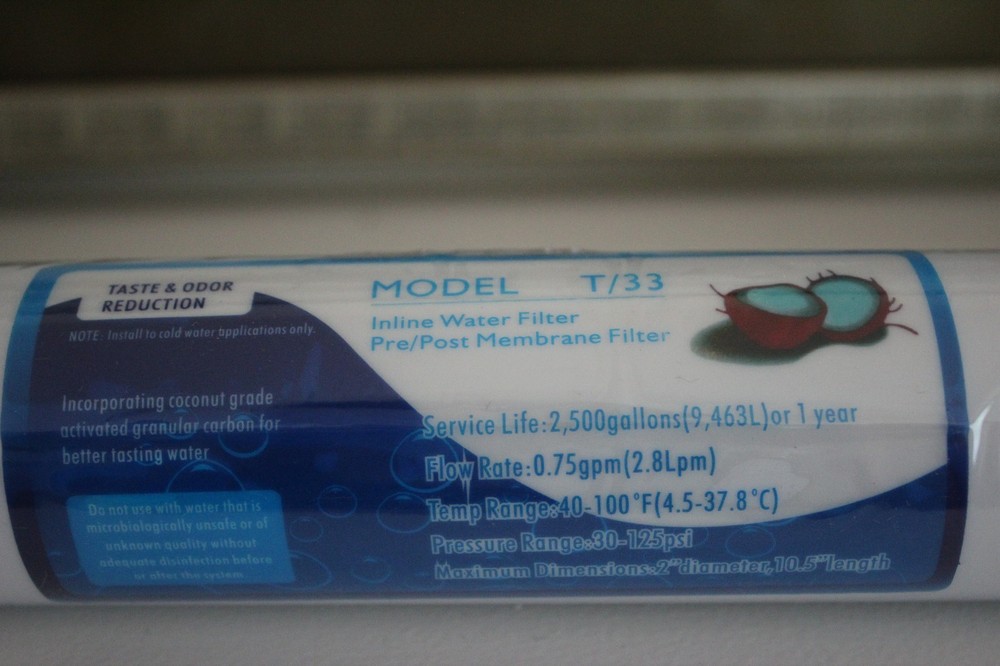 Four T33 Inline Coconut Grade Activated Carbon Pre/Post Filter
