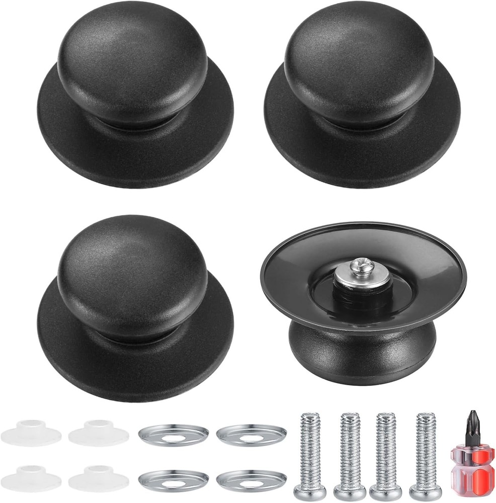 4 Pcs Universal Pot Lid Knobs, Handle Replacement, 4pcs-Black