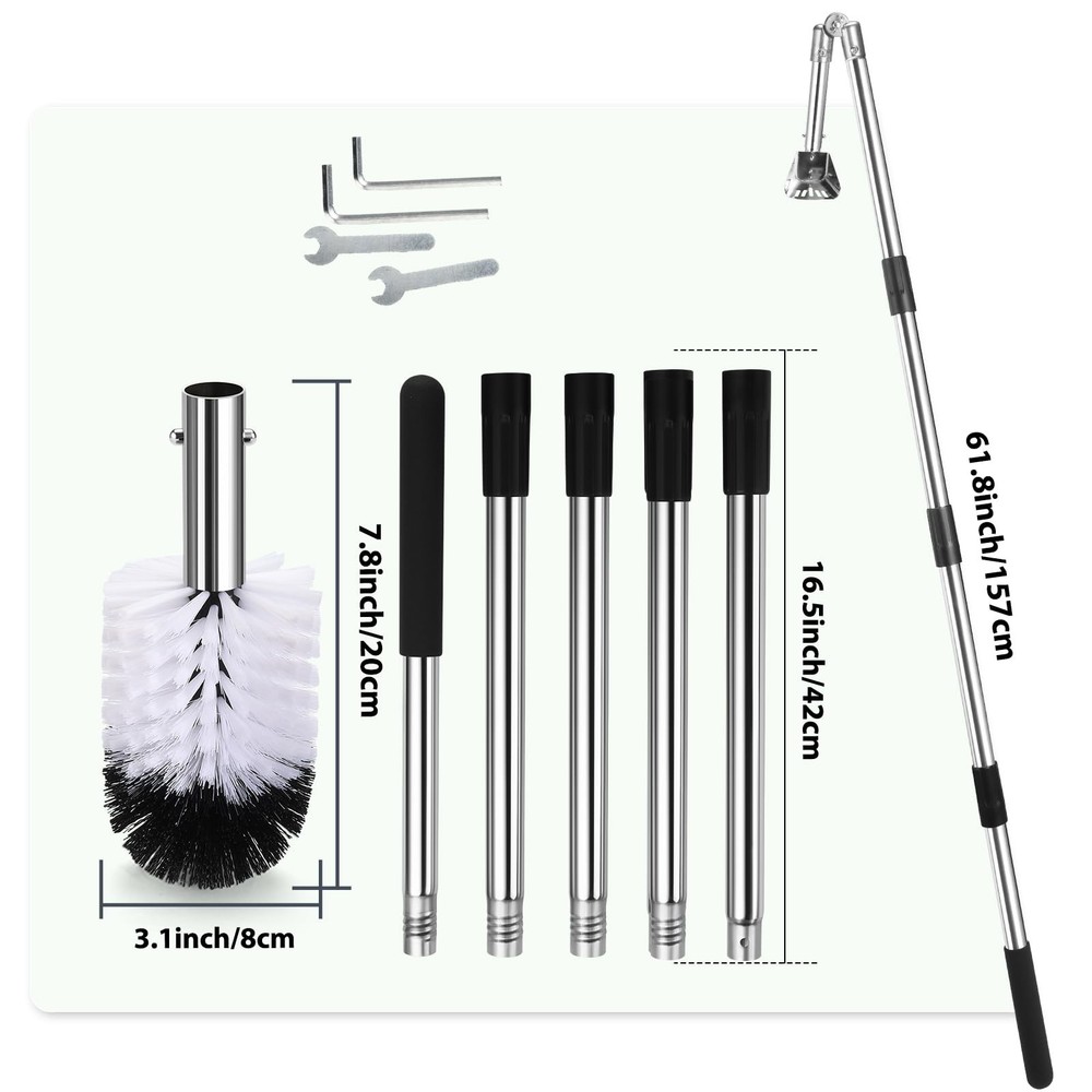 Gutter Cleaning Tools, 6.4FT Gutter Cleaner with Pole & Gutter Brush, Gutter ...