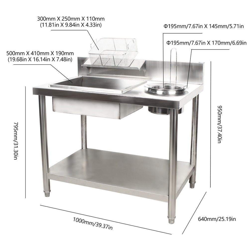 Manual Prep Station Chicken Fried Worktop Kitchen Breading Table Stainless