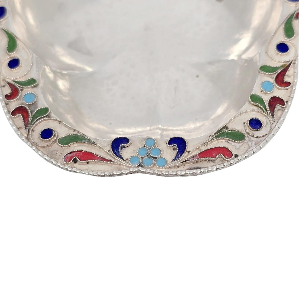 Hammered 950 Silver and Enamel Nut Dish #21023