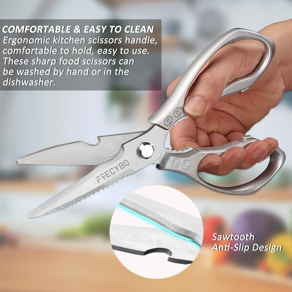 Heavy Duty Kitchen Scissors 2-Pack Stainless Steel Silver