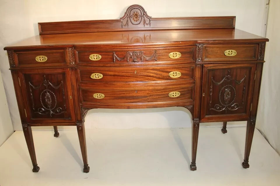 Adams Style Solid Mahogany American Made Carved Sideboard/Server