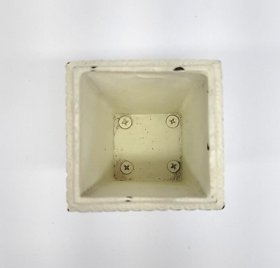 Mini Painted Cream White Cast Iron Planter 3.5"H