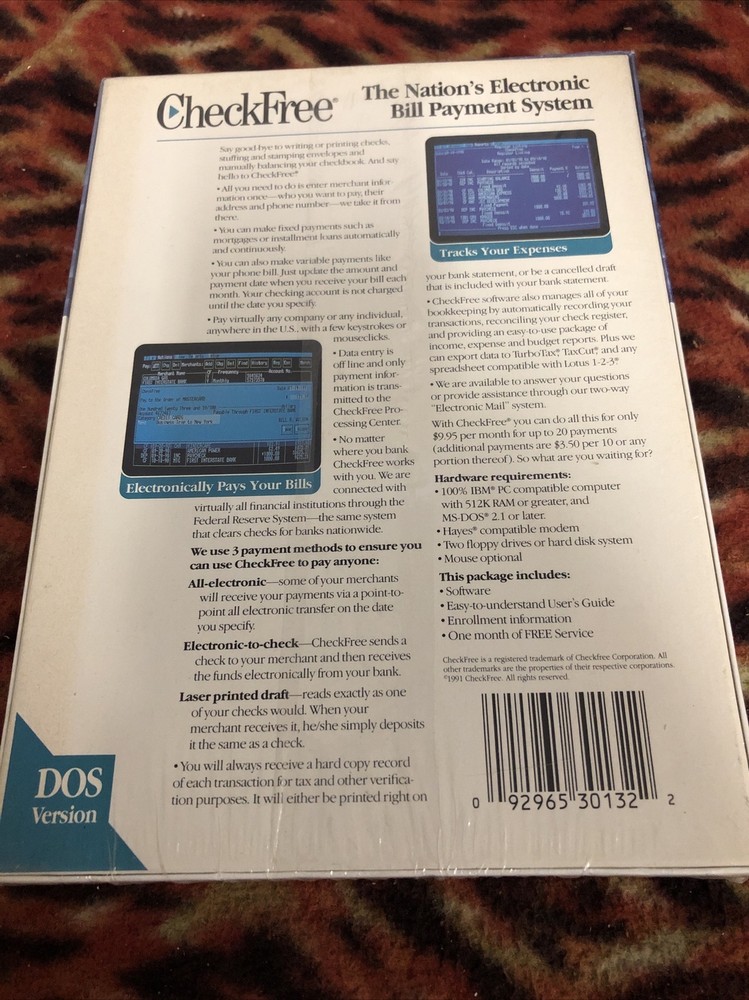 CheckFree DOS Software New Sealed Electronic Bill Payament System 1991