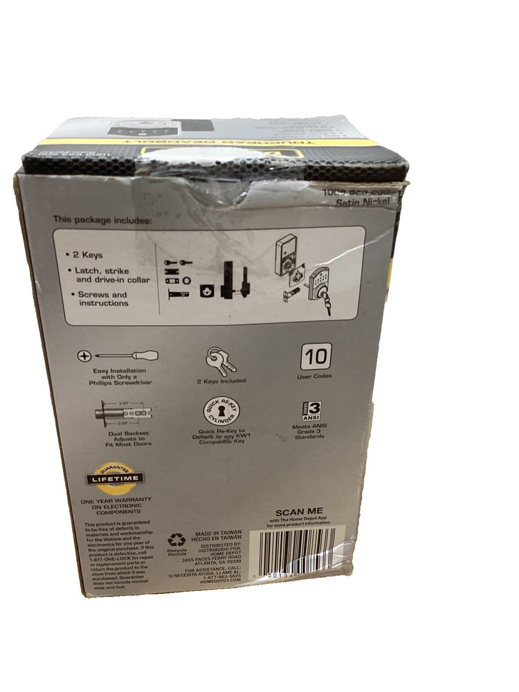 DEFIANT Electronic TouchPad Deadbolt Satin Nickel 10 user codes