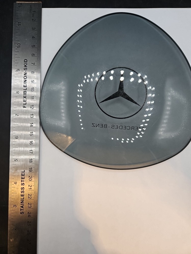 VINTAGE MERCEDES BENZ GREY GLASS DISH TRIANGULAR MOD EAMES 5IN