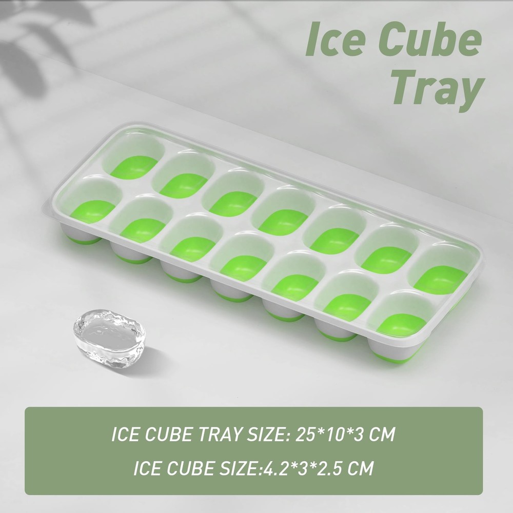 ChefAide Ice Cube Tray with Lid, 4 Packs 56 Cubes Durable Stackable Ice Cube ...