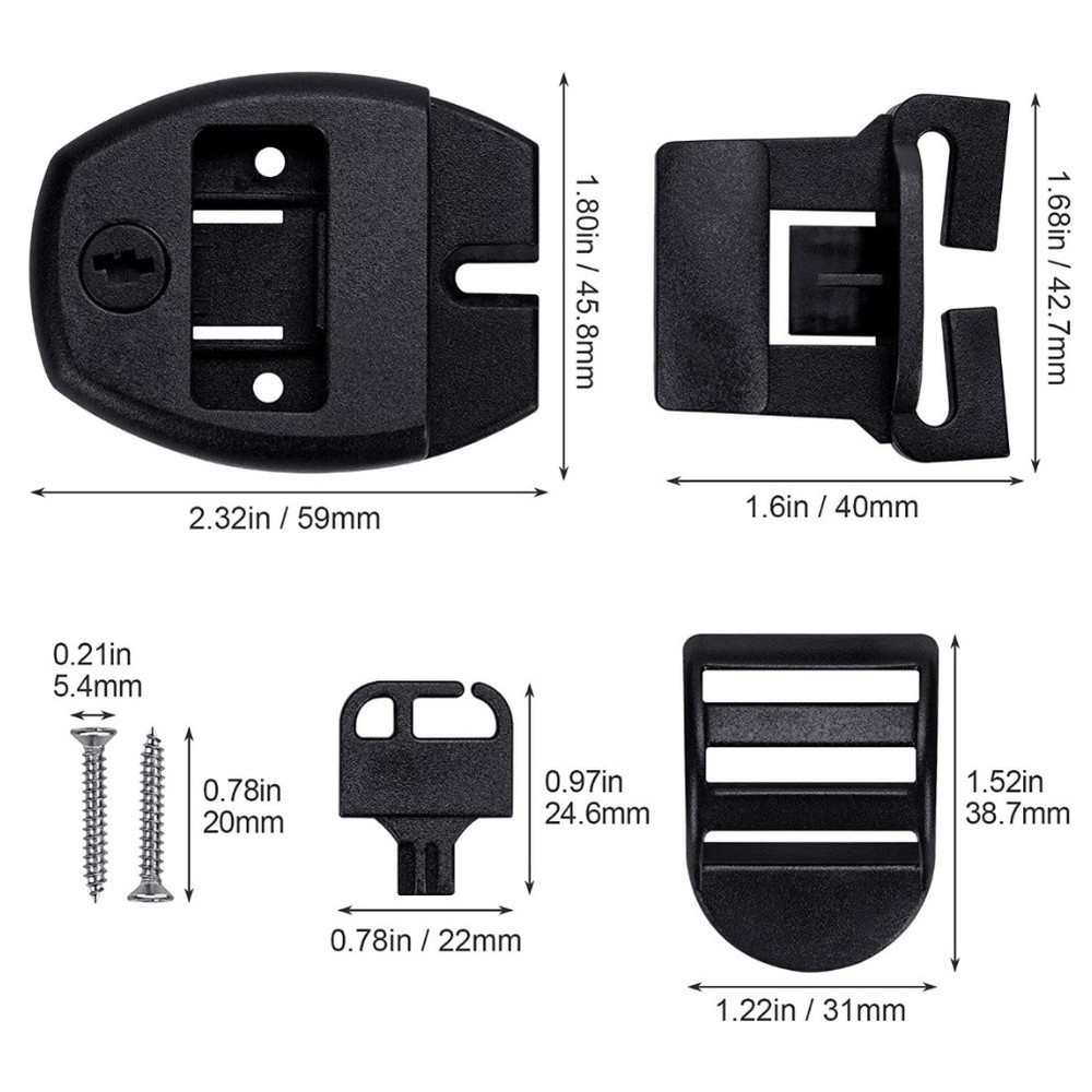 Adjustable Spa Bathtub Cover Latch Kit with Keys and Secure Locking Clips
