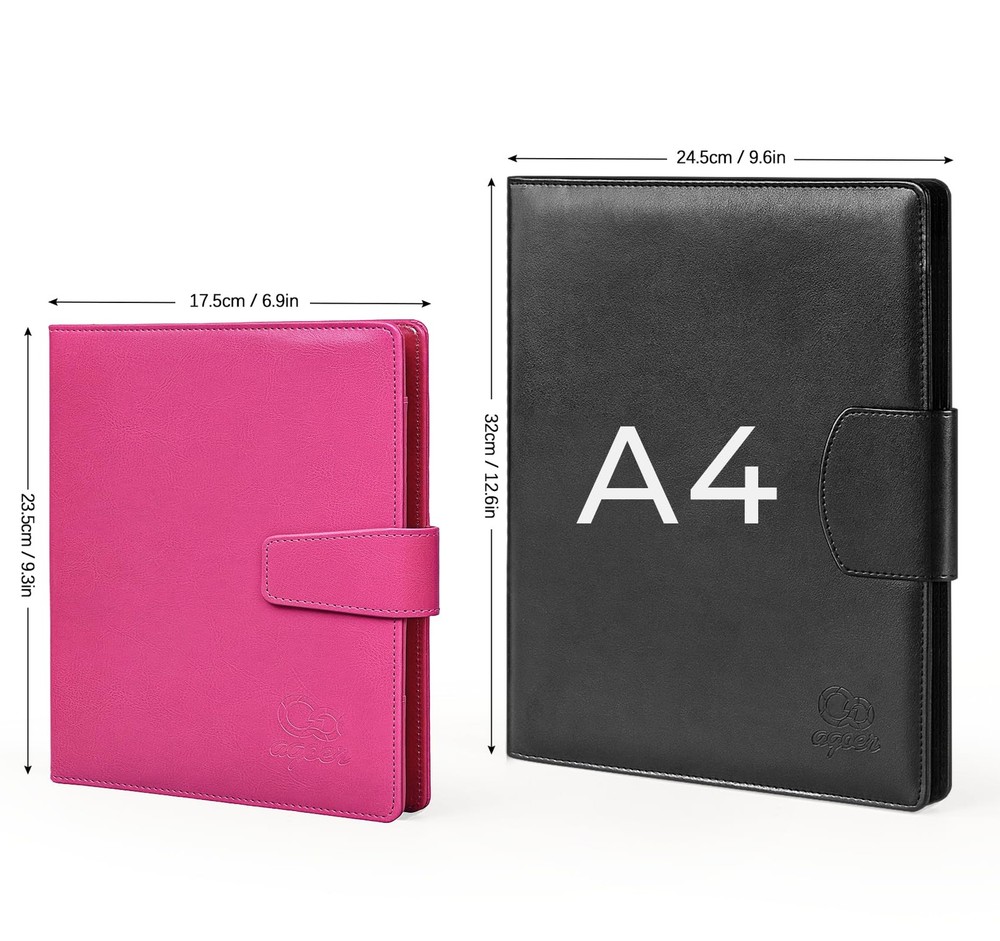 Agoer A5 Clipboard Folder Padfolio Portfolio,Leather Storage Pink