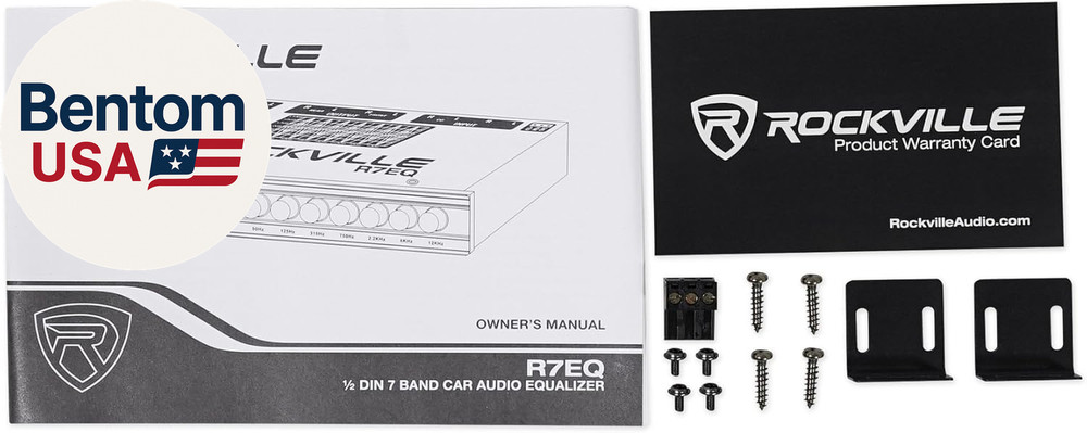 R7EQ 1/2 Din 7 Band Car Audio Equalizer, Front/Rear/Sub Outputs, Blue LED Knobs,