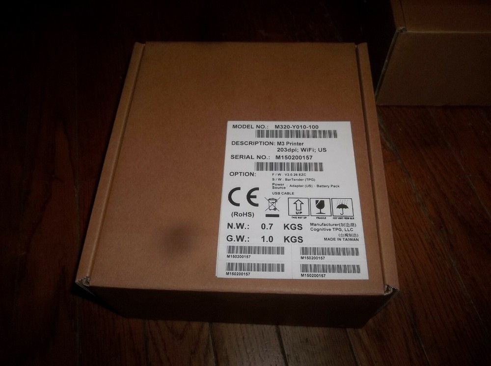 COGNITIVE TPG M3 PRINTER, M320-Y010-100, M320, Mobile Receipt Label Printer Kit