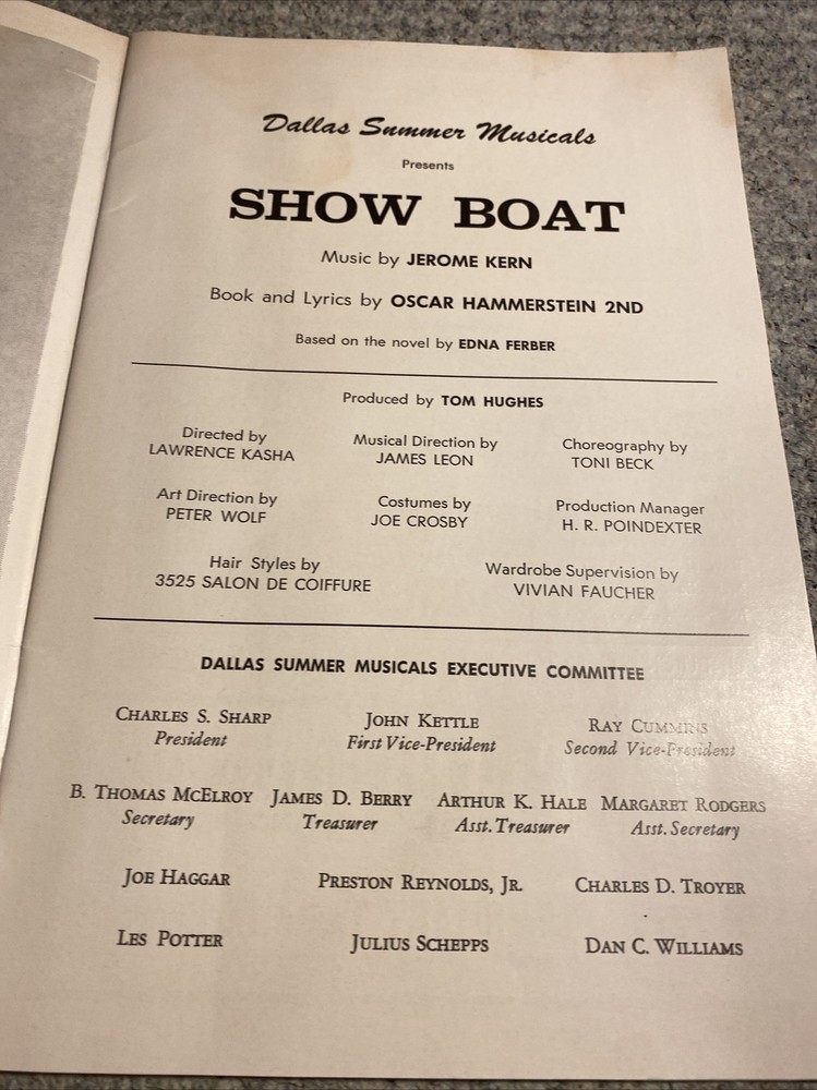 Show Boat Program, Dallas Summer Musical 1963