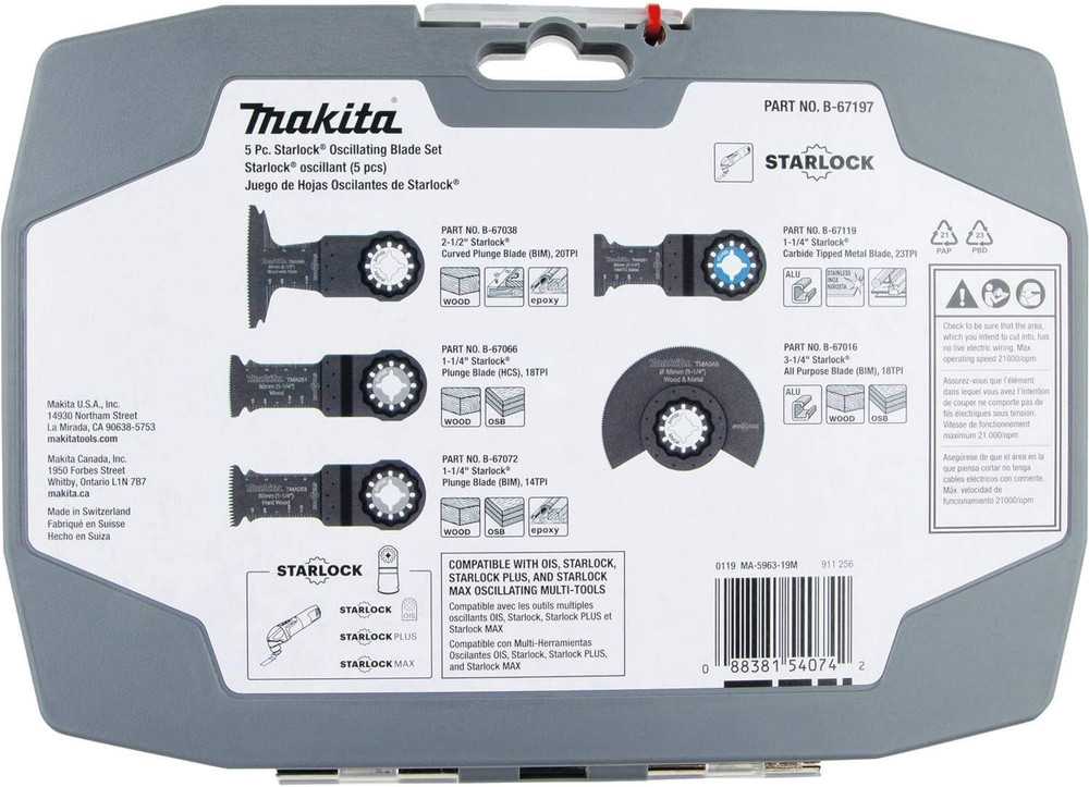 B-67197 5 Pc. Starlock® Oscillating Blade Set