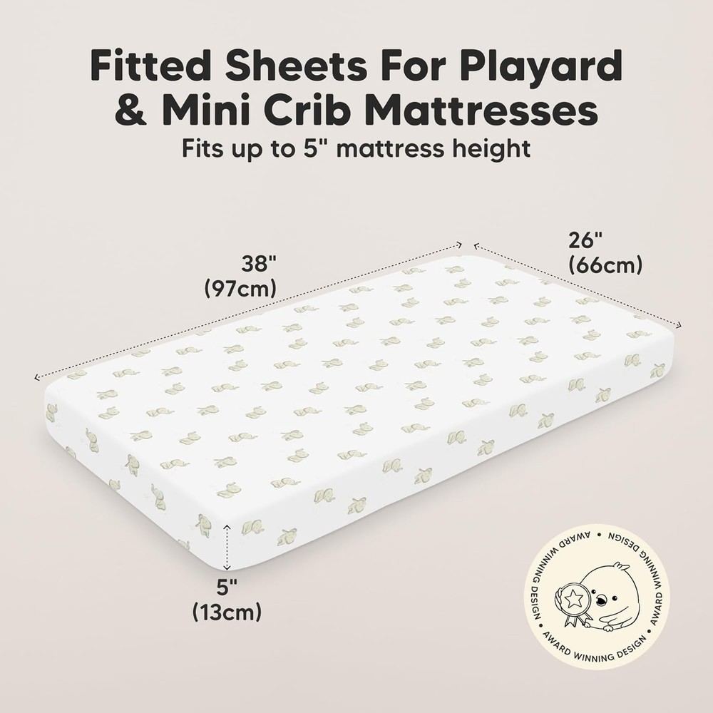 2-Pack Mini Crib Sheets Organic Cotton Fitted Pack N Play Bedding for Babies