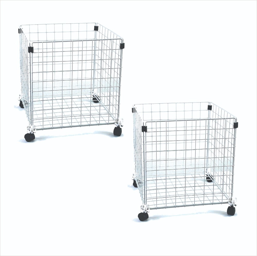 Wire Panel Roll Bin Cart with on casters, Flex 14" or 16" Cubes, Black or White