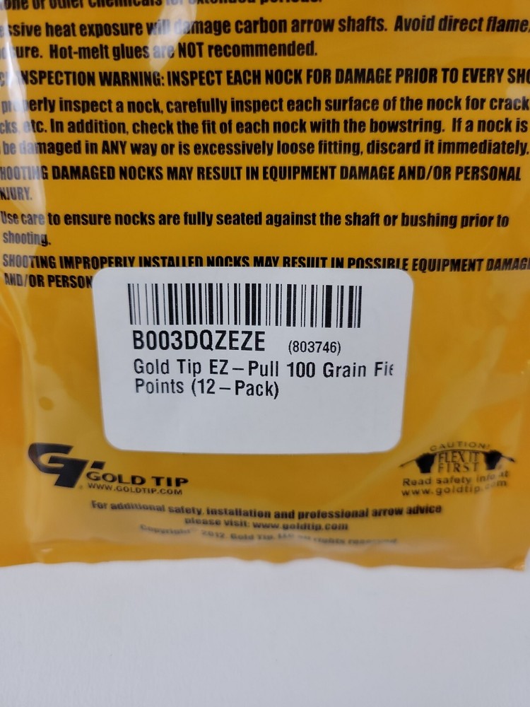 Gold Tip EZ Premium Arrow Components Pull 100 Grain, Glue-In Points, 12 Count