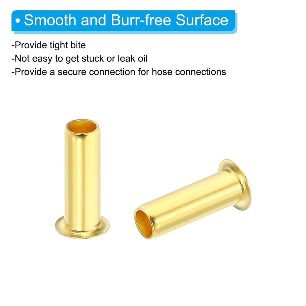 60Pcs Brass Compression Insert Compression Insert Tube Support for 1/4" OD Tube