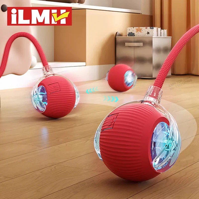 Cat Interactive Ball Toy, Automatic Rolling Ball with Tail, Rechargeable Smart