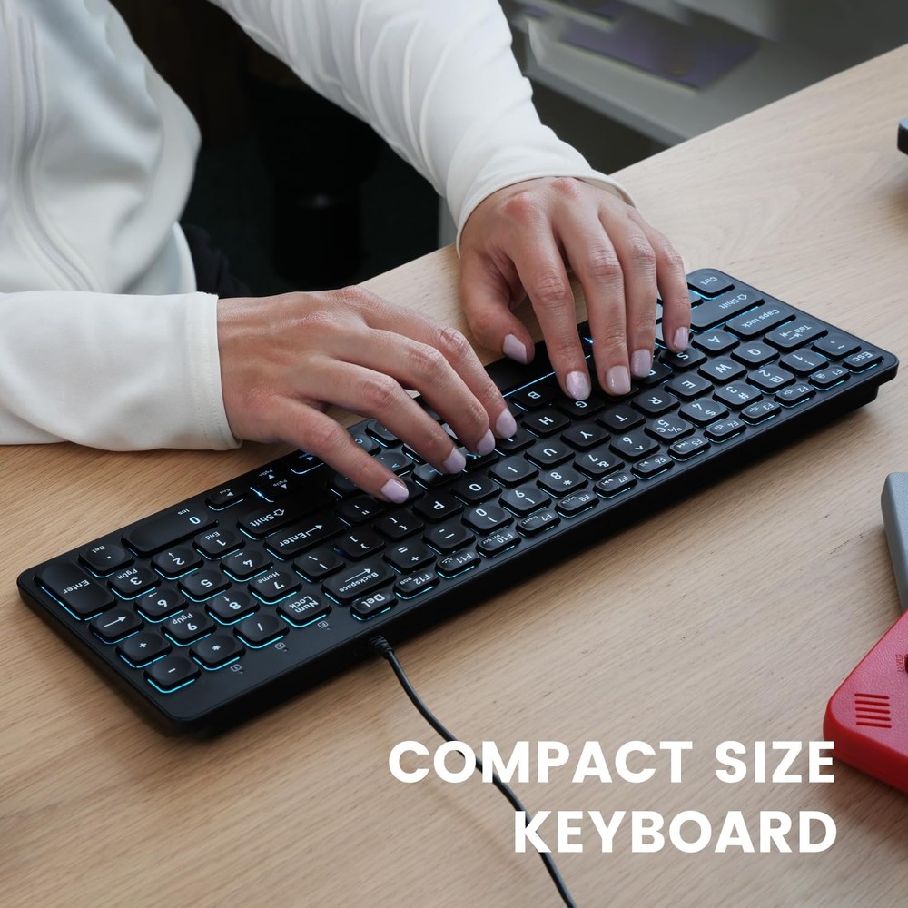 Perixx PERIBOARD-333RGB Wired Backlit USB Keyboard- X Type Scissor Keys - Com...