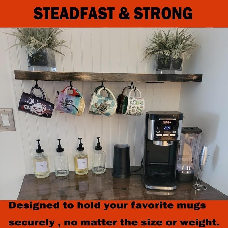 Self-Adhesive Wall Hooks Coffee Mugs Kitchen Storage Organizer 4 Hooks New