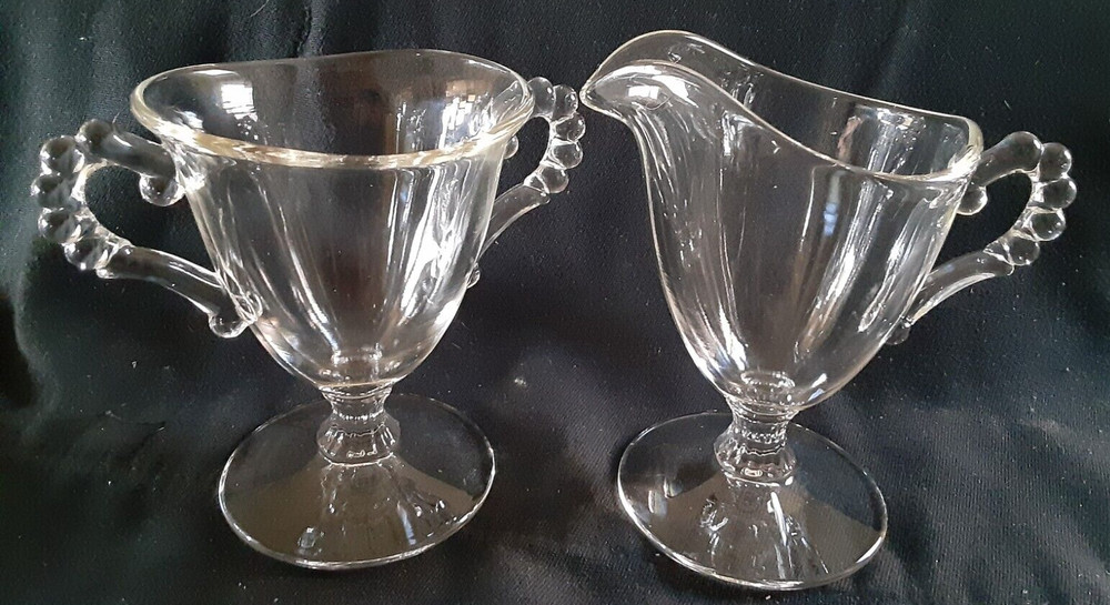Imperial Candlewick Footed Sugar & Creamer Set / Clear