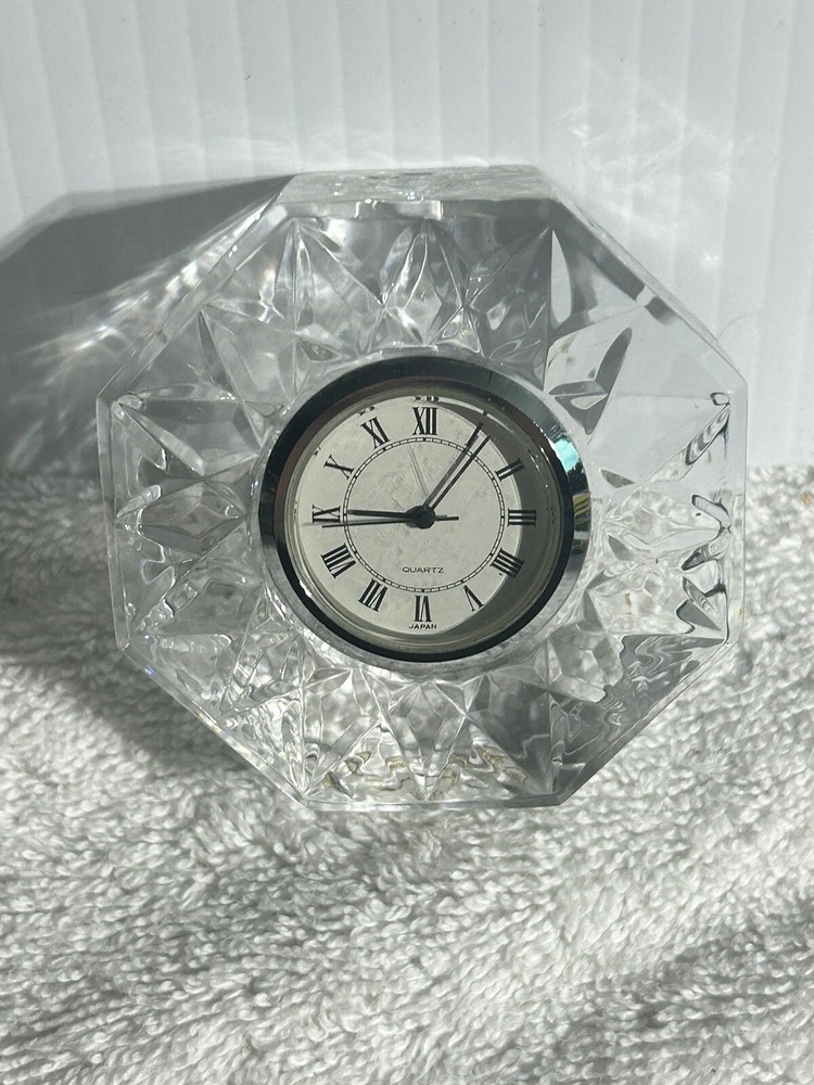 Small Classic Clock Octagonal Cut Crystal Glass  Clock