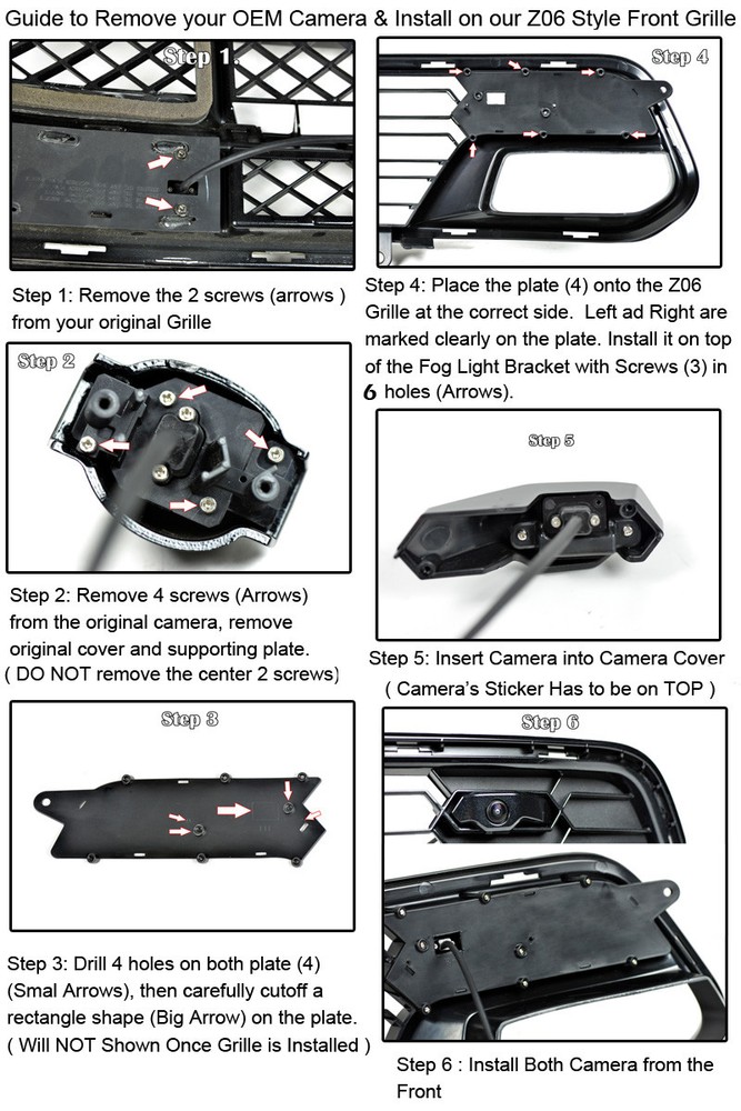 For 14-19 Corvette C7 With Camera | Z06 PAINTED CARBON FLASH Front Bumper Grille