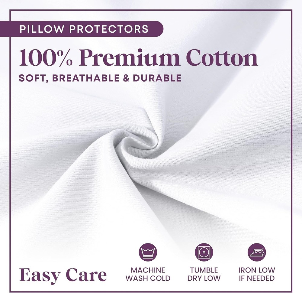 Pillow Protectors 12 Pack Standard Zippered - 100% Cotton