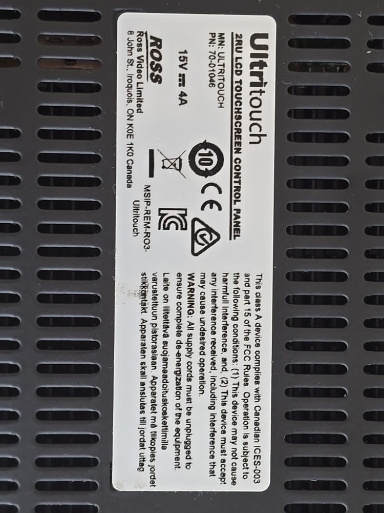 Ross Video Ultritouch Control System Dashboard Router