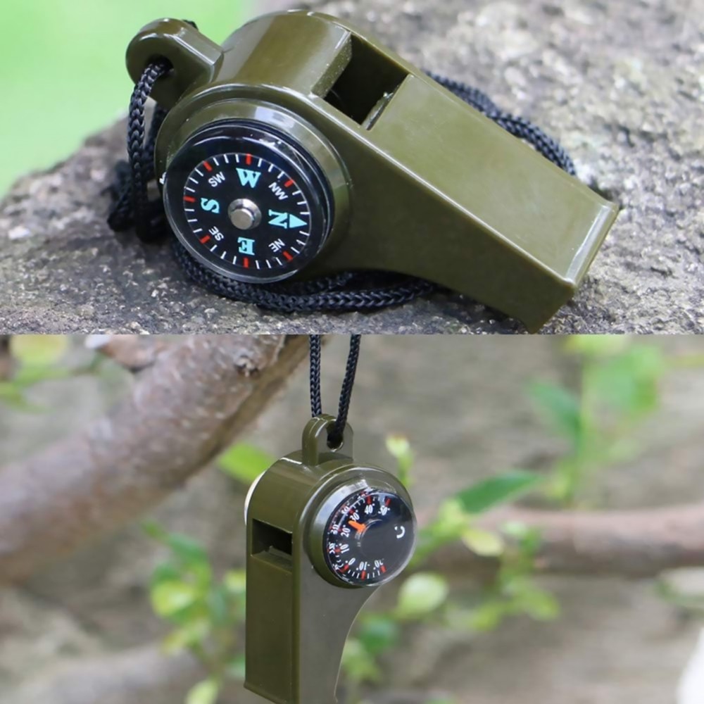 2 Pack Multi-Function Survival Whistle with Compass Thermometer for Hiking