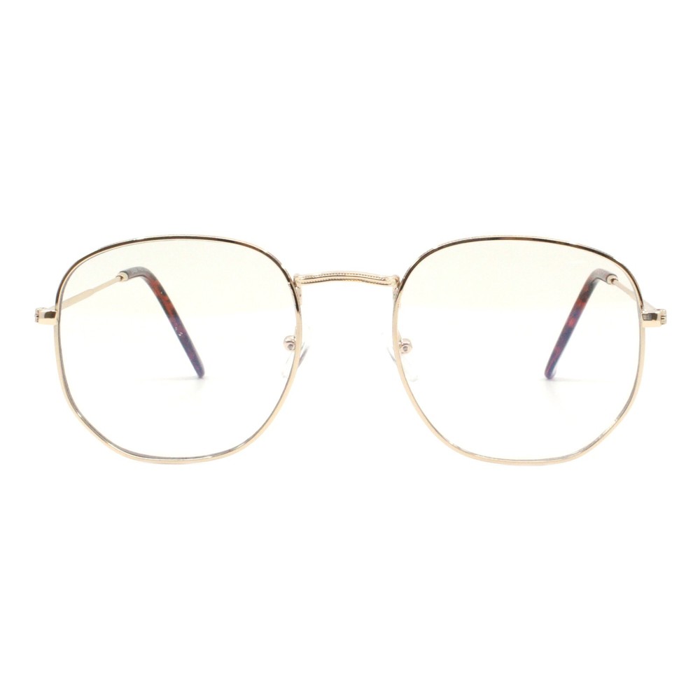 Blue Light Filtering Lens Glasses Soft Square Hipster Style Metal Frame
