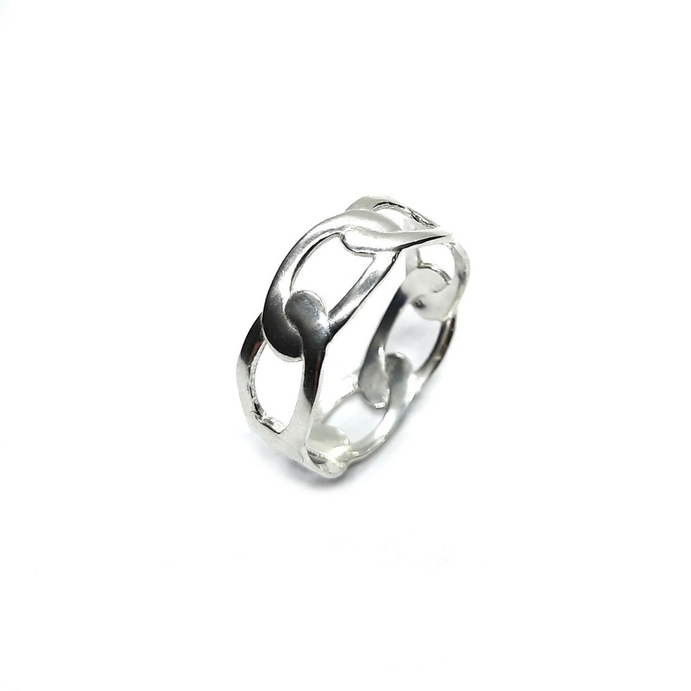 Handmade Sterling Silver Ring Chain Band Genuine Solid Stamped 925