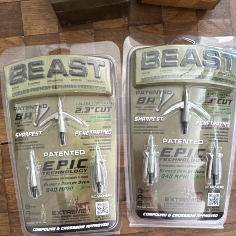 Bowmar Beast 2-Blade 2.3" Cut 100 Grain Compound Crossbow Broadhead Silver