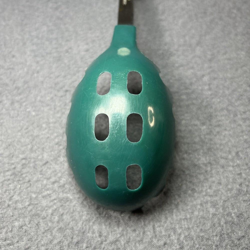 Vintage Green Pasta Serving Spoon Mid-Century Kitchenware