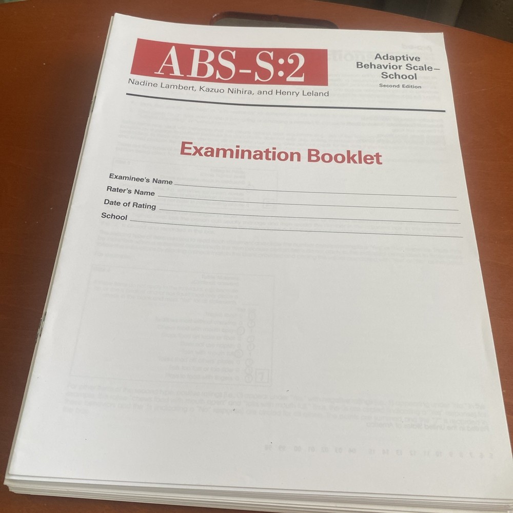 Adaptive Behavior Scale 2nd Edition Second - Examination Booklet ABS-S:2