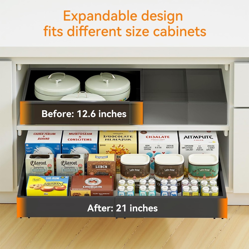 2 Pack 21'' Deep Pull Out Cabinet Organizer Expandable Width (12.6'' to 21'')...