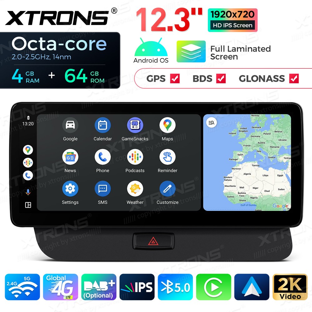 12.3" Android Stereo for Audi Q5 2009-2017 CarPlay Android Auto GPS 4G LTE 64G