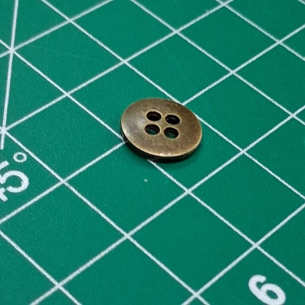 Vintage Round 4-Hole Brass Bordered Metal Accent Button