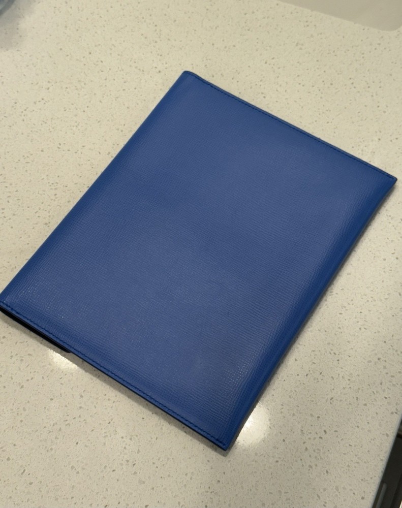 Bally Blue Envelope Clutch Snap Closure Textured Finish Silver Hardware