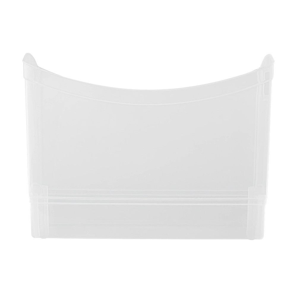 Plastic Storage Bin 12 Quart Narrow Rectangle Container with Carrying Handles