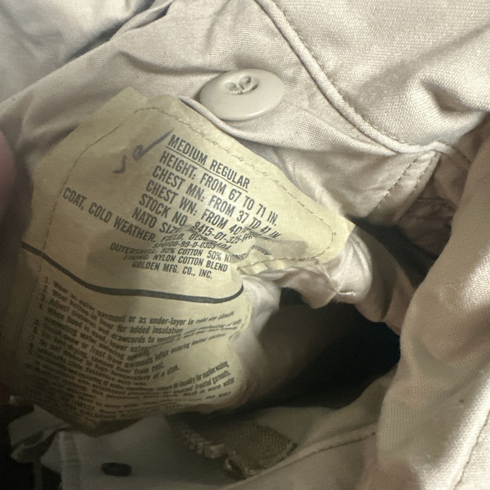 US Military M65 Field Jacket Desert DCU Camouflage MEDIUM REGULAR USAF